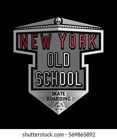 vector illustration of skateboard theme badge .t shirt graphic , 