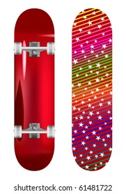 vector illustration of skateboard upper and lower side