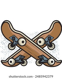 Vector Illustration of Skateboard with Vintage Illustration Available for Tshirt Design