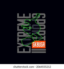 Vector illustration  of skateboard Vintage design. Typography, t-shirt graphics, print, poster, banner, flyer, postcard - Vector