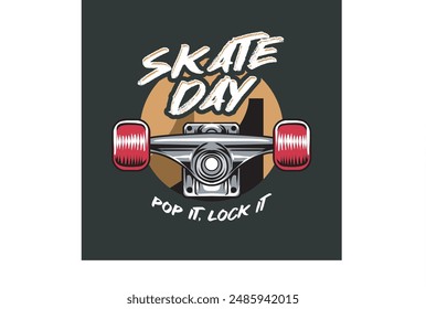 Vector Illustration of Skateboard Wheel with Vintage Illustration Available for Tshirt Design