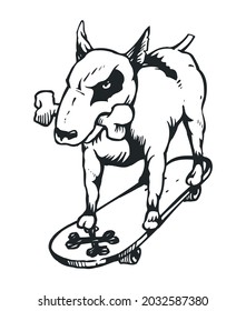 Vector illustration of skateboarder dog in cartoon style.