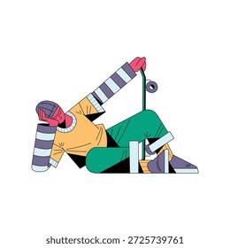 Ilustración vectorial de un skater acostado