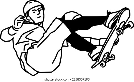 ilustración vectorial del patinador haciendo salto