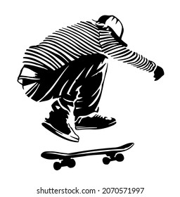 Vector illustration of skateboarder silhouette.