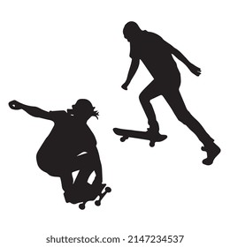 Vector illustration of skateboarding silhouette