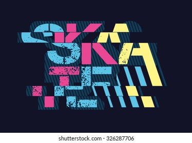 vector illustration skateboards freestyle street style legendary rider, graphics for t-shirt, vintage design,  imposed geometric dynamic pattern background