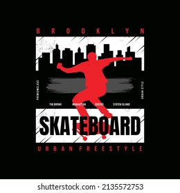 Vector illustration  of  skateboard.Sport typography, t-shirt graphics, poster, print, postcard