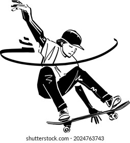 the vector illustration of skater on the skate 