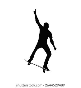 Vector illustration of skater silhouette sequence performing a trick.