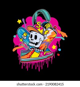 Vector Illustration Skater Skull Lifestyle