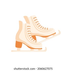 Vector illustration, skates. Figure skating or ice skating. Color illustration in gentle pastel colors. Suitable for use in postcards, invitations, prints, typography, and Christmas souvenir