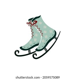 Vector illustration of skates for skating on ice. Hand drawn cartoon isolated design for logo, icon, banner.