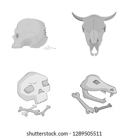 Vector illustration of skeleton and character icon. Collection of skeleton and halloween stock vector illustration.