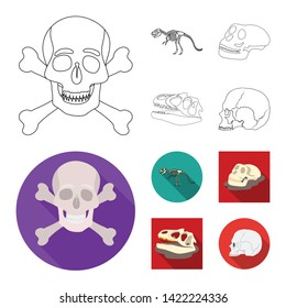 Vector illustration of skeleton and character logo. Set of skeleton and halloween stock symbol for web.