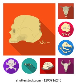 Vector illustration of skeleton and character sign. Collection of skeleton and halloween vector icon for stock.