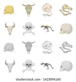 Vector illustration of skeleton and character sign. Collection of skeleton and halloween stock vector illustration.