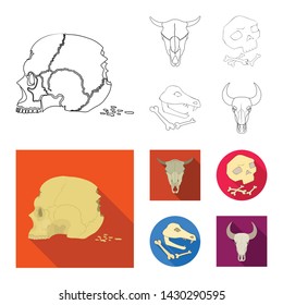 Vector illustration of skeleton and character sign. Set of skeleton and halloween stock symbol for web.
