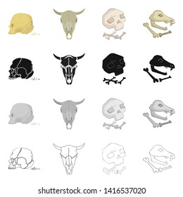 Vector illustration of skeleton and character symbol. Collection of skeleton and halloween vector icon for stock.