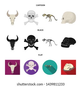 Vector illustration of skeleton and character symbol. Collection of skeleton and halloween stock vector illustration.