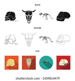 Vector illustration of skeleton and character symbol. Set of skeleton and halloween vector icon for stock.