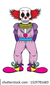 Vector illustration of a skeleton clown
