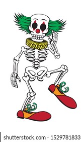 Vector illustration of a skeleton clown