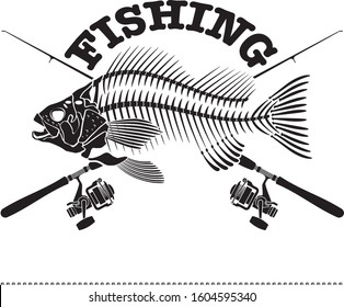 vector illustration of skeleton fish svg
