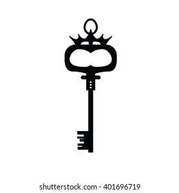 A vector illustration of a skeleton key to open any door.  Vector vintage key for locking and unlocking doors.