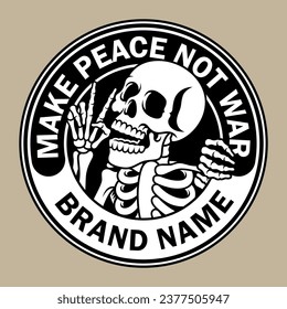 Vector illustration skeleton make peace gesture