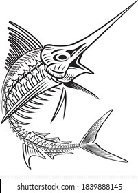 vector illustration of skeleton marlin svg