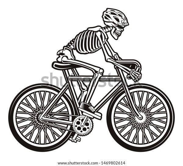 Vector Illustration Skeleton On Bicycle Isolated Stock Vector (Royalty ...