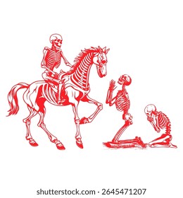ilustração vetorial de um esqueleto prostrando	