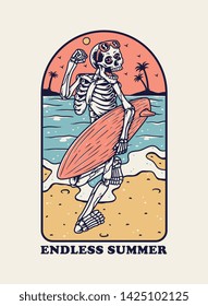 Vector illustration with Skeleton Surfer