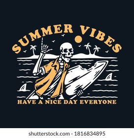 vector illustration Skeleton Surfer. For t-shirts, stickers and other similar products.