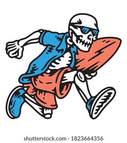 vector illustration Skeleton Surfer. For t-shirts, stickers and other similar products.