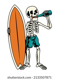 vector illustration Skeleton Surfer . For t-shirts, stickers and other similar products.