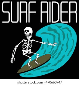 vector illustration skeleton surfing