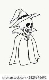 Vector illustration skeleton wearing