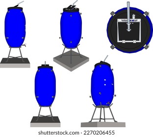 Vector illustration sketch of aerobic composter for fertilizer