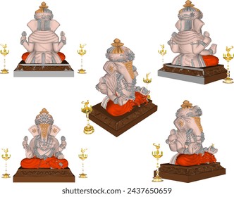 Vector illustration sketch of altar design for worshiping god goddess ganesha