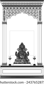 Vector illustration sketch of altar design for worshiping god goddess ganesha