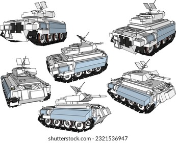 Vector illustration sketch of armored combat tank vehicle cartoon