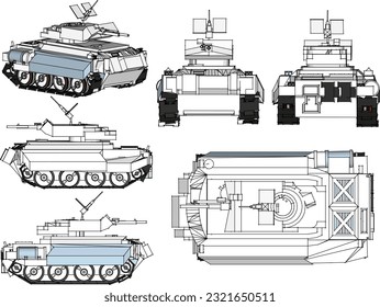 Vector illustration sketch of armored combat tank vehicle cartoon