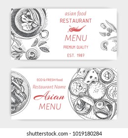 Vector illustration sketch - asian food. Card menu indian.