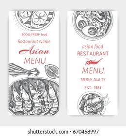 Vector illustration sketch - asian food. Card menu japan. vintage design template, banner.