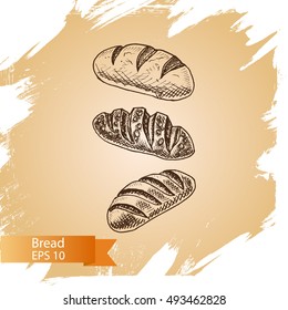 Vector illustration sketch - bakery.
bread, loaf, baguette.