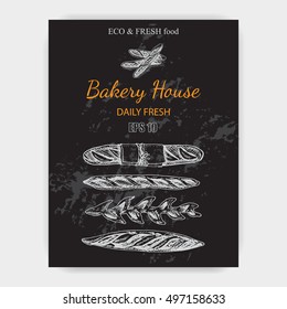 Vector illustration sketch - bakery.
bread, loaf, baguette
Card French bakery