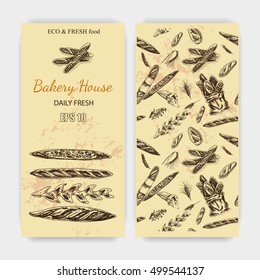 Vector illustration sketch - bakery.
bread, loaf, baguette
Card French bakery