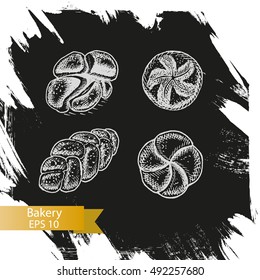 Vector illustration sketch - bakery.
buns, puffs